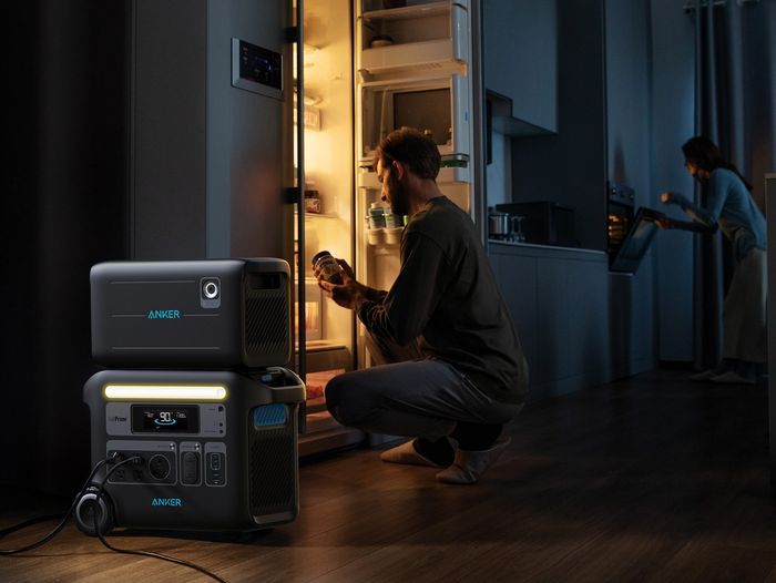 Using a portable power station to power a fridge in a blackout.