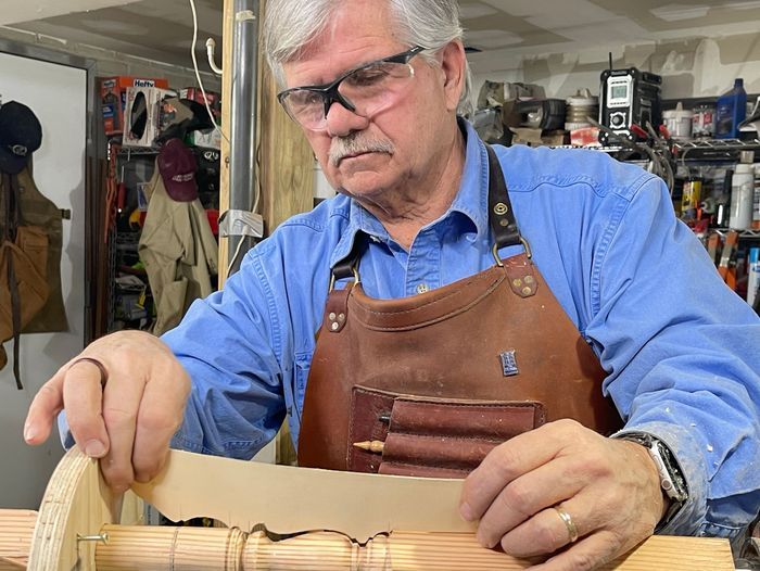 S21 E24, Tom Silva helps a homeowner missing original spiral detailed spindles from their staircase by hand-turning replicas on a lathe